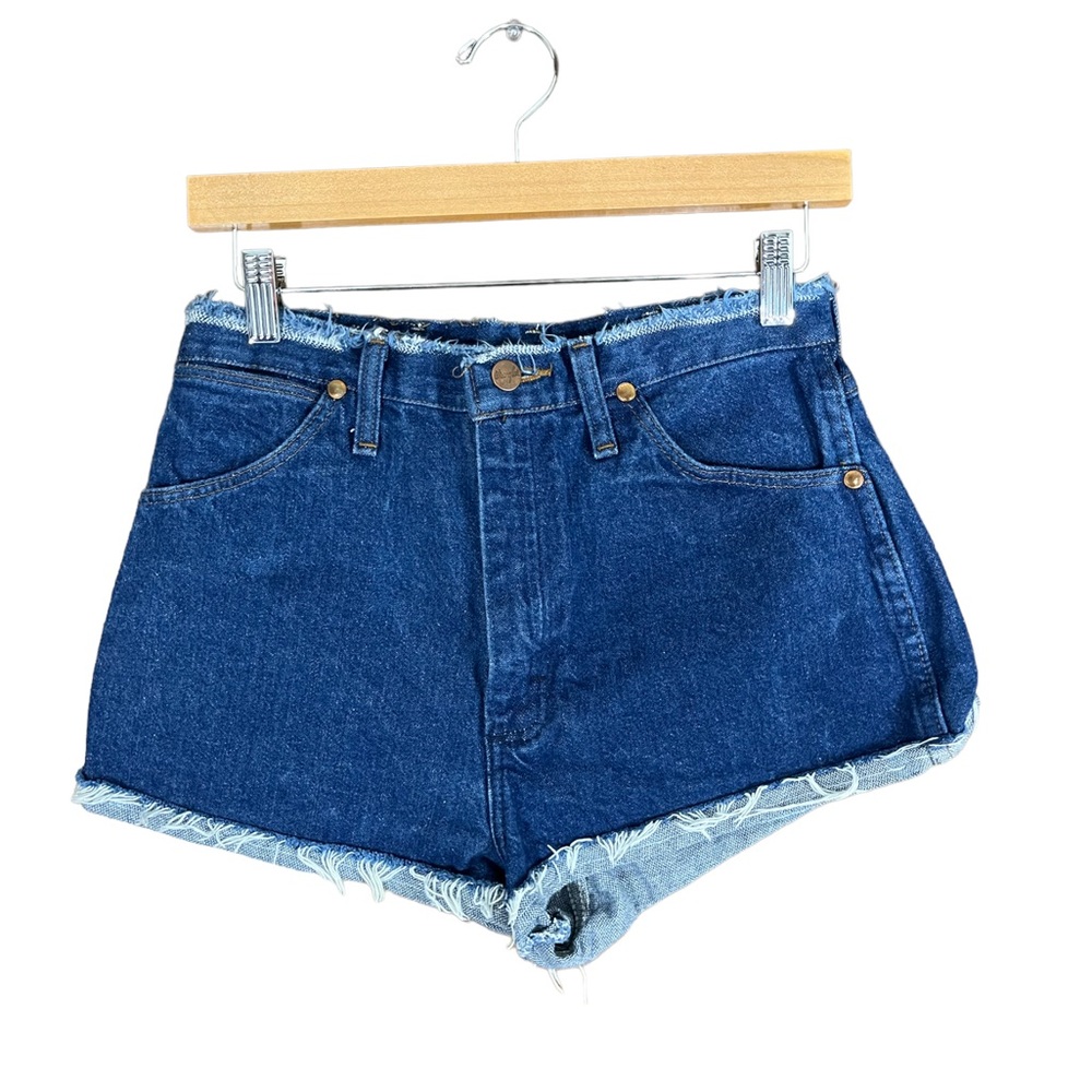 Womens Denim Wrangler Shorts size 28 Cute Dark Wash Western
